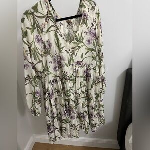 H&M Cream Floral Patterned Dress